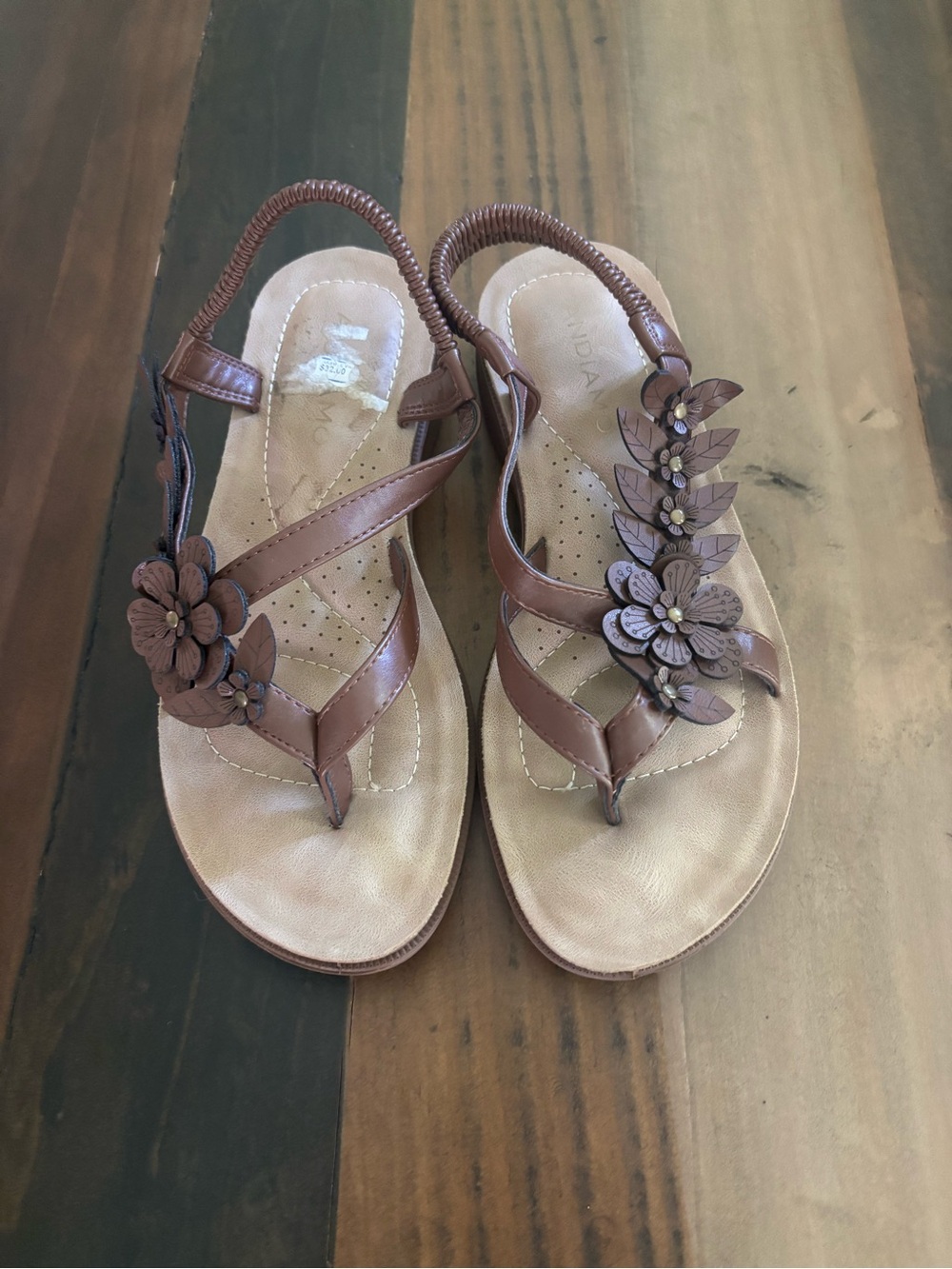 Gianvito Rossi Brown Floral Thong Sandals